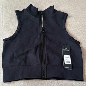 Zara Navy Zip-Up Crop Top